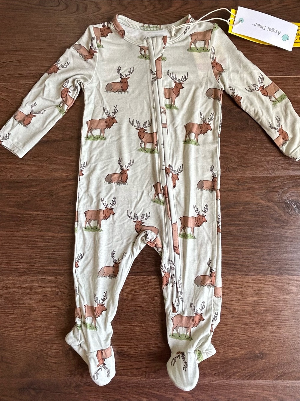 Angel Dear Moose Bamboo Footie 3-6m